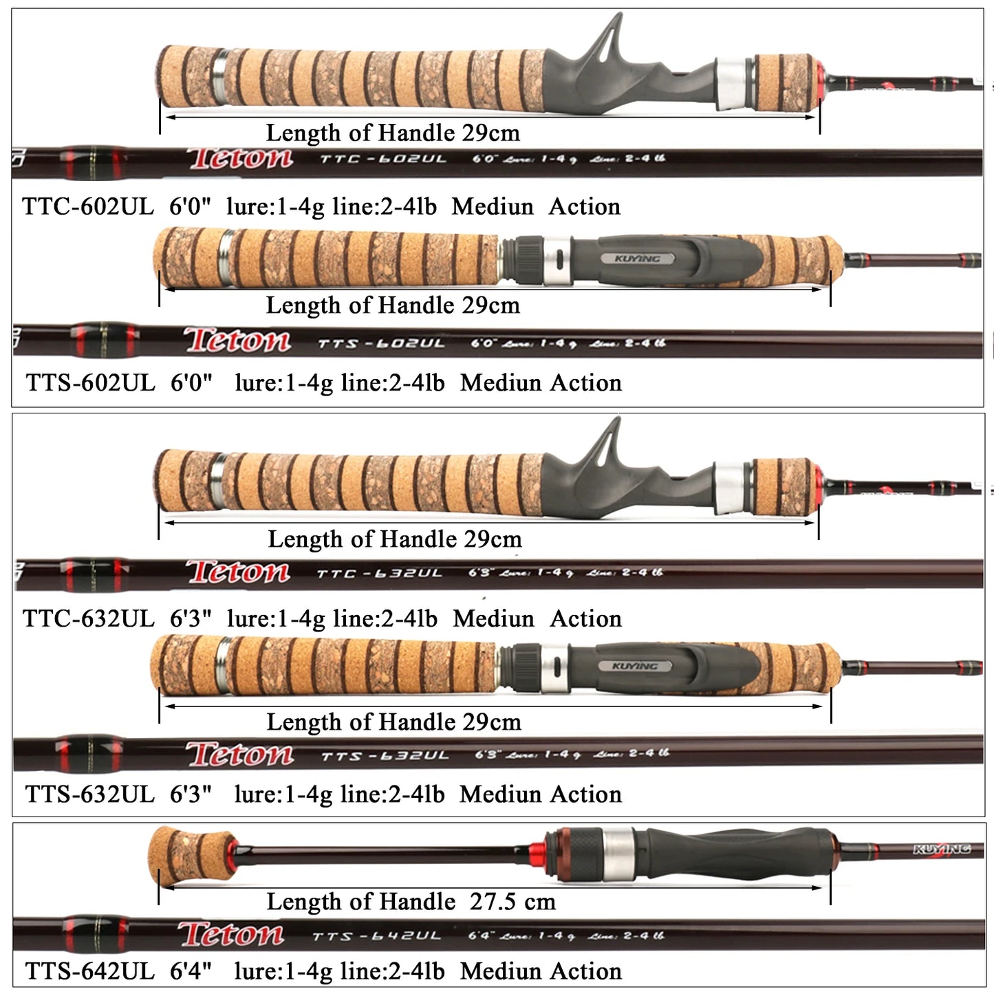 KUYING Teton UL Ultra-light Soft Carbon Casting Spinning Fishing Rod