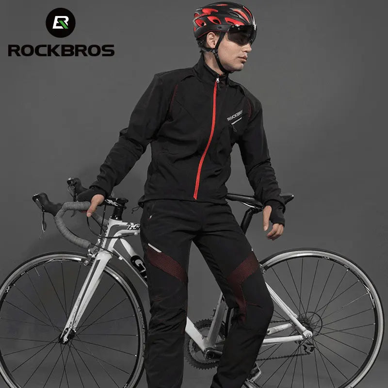 ROCKBROS Thermal Reflective Cycling Jersey Fleece Pants Sportswear