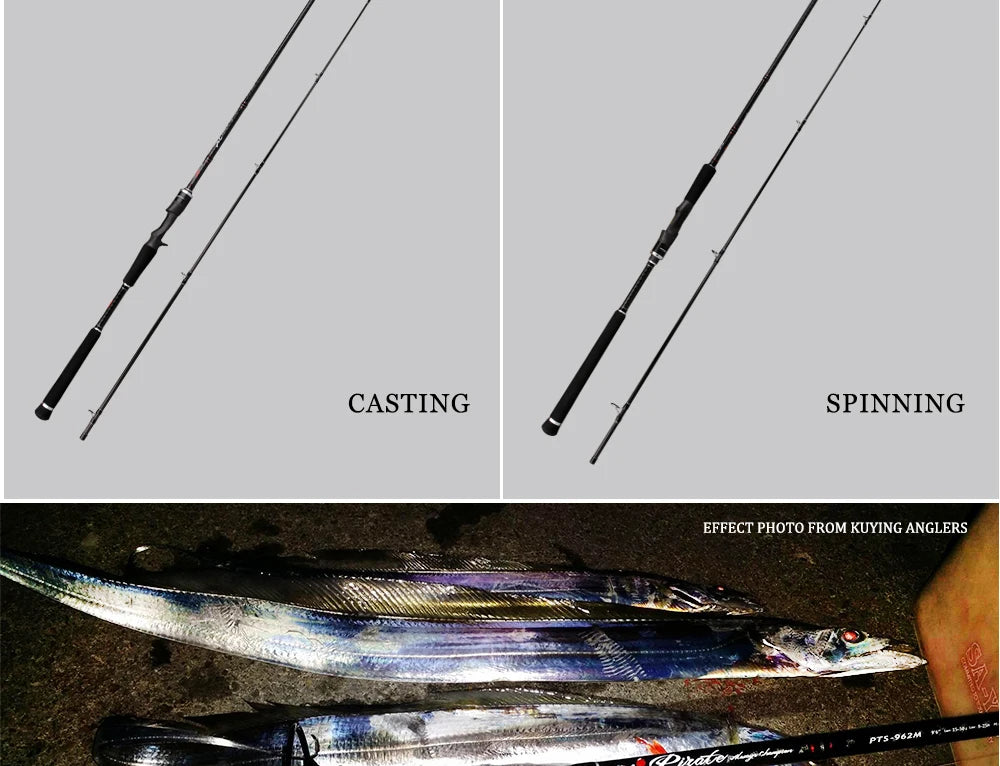 KUYING Pirate 8'6" Carbon Casting Spinning Medium Lure Fishing Rod