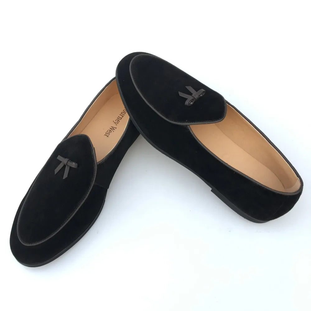 New Mens Leather Black Suede Loafers