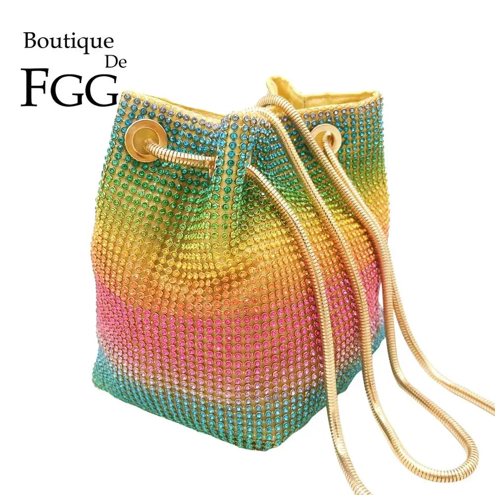 Boutique De FGG Rainbow  Mini Chain Shoulder Handbag