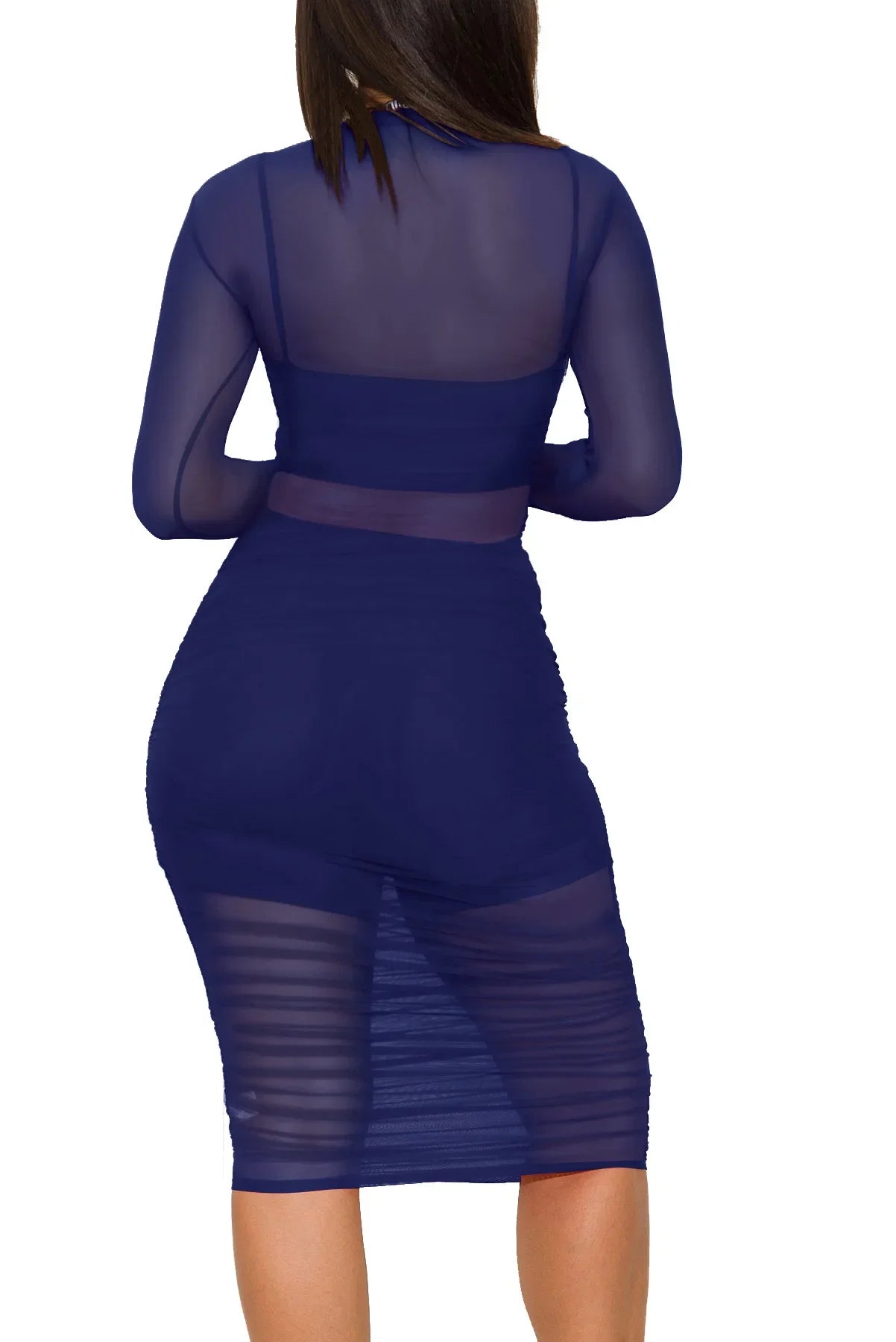 Prowow Sexy Sheer Mesh Three Piece Dress + Vest + Shorts