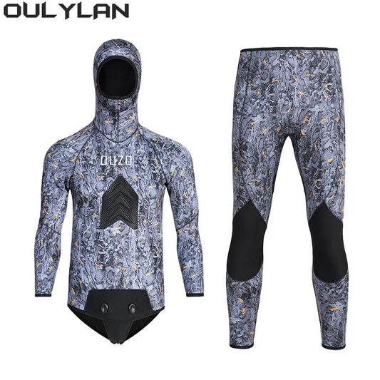 Oulylan 5MM Long Sleeve 2 Piece Fission Hooded  Wetsuit