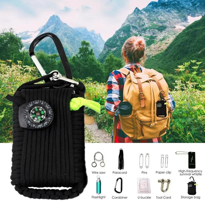 Survival Kits Includes Line Saw Paracord  Whistle Flashlight