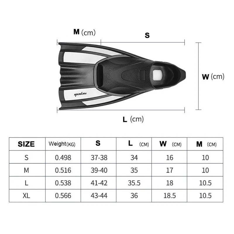 Oulylan Professional Snorkeling Diving Full Foot Rubber Fins