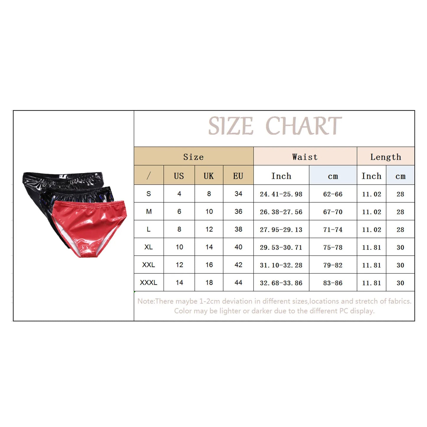 Ladies Red High Waist Black Faux Leather Shiny Underwear