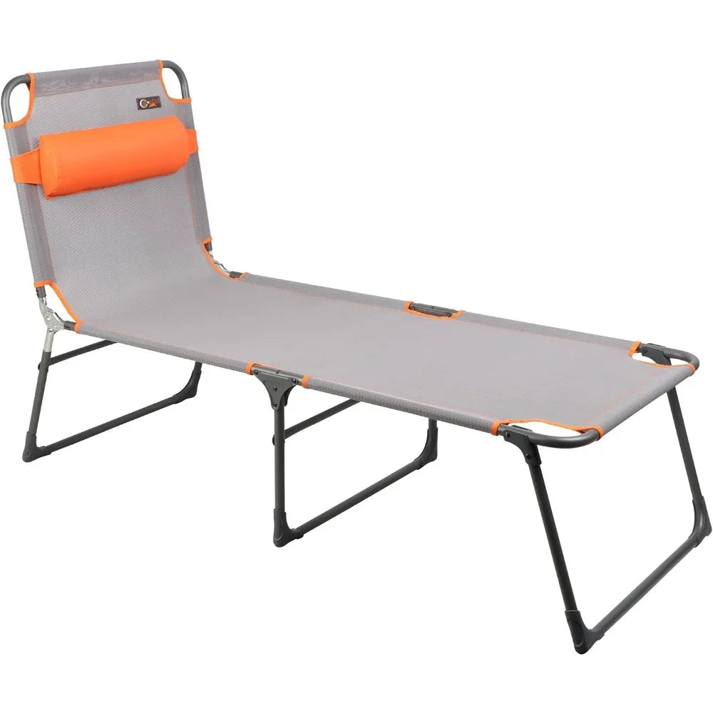 Orange Folding Cot for Sleeping  Lit Camping Gear