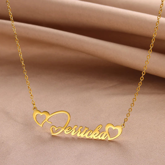 Love Hollow Heart Custom Name Necklace For Women