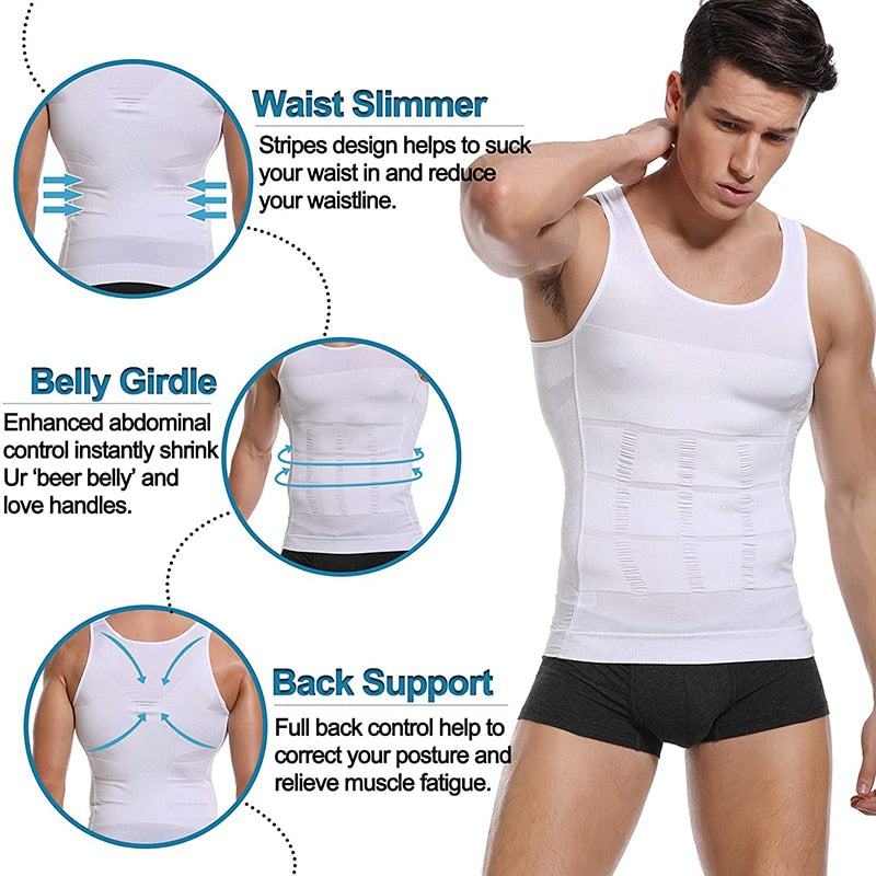 Mens Slimming Body Shaper Vest Shirt - dolphinrealm