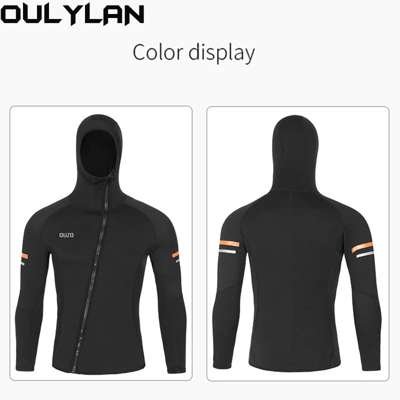 Oulylan Mens 1.5mm Neoprene Hooded Diving Jacket