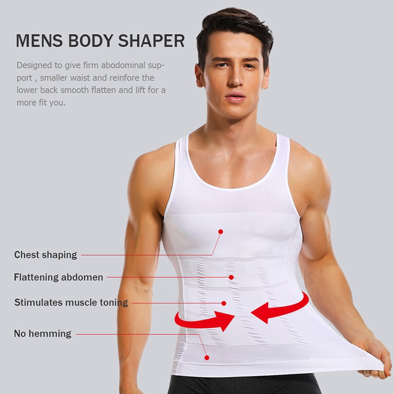 Mens Slimming Body Shaper Vest Shirt - dolphinrealm