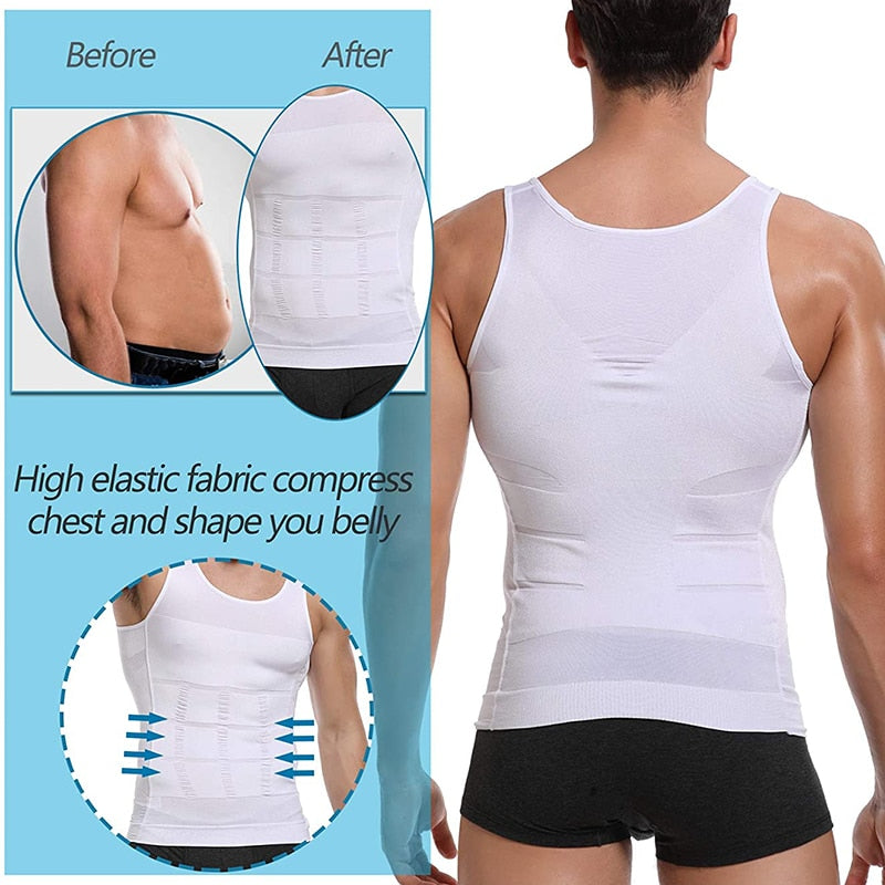 Mens Slimming Body Shaper Vest Shirt - dolphinrealm