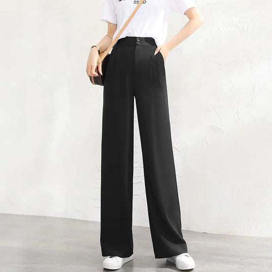 Wide Leg Casual High Waist Korean Fashion Trousers