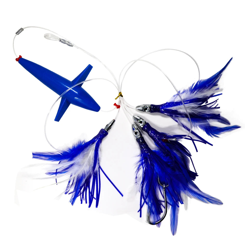 5inch Plastic Bird Lure+ 4pcs Feather Skirts Trolling Lure