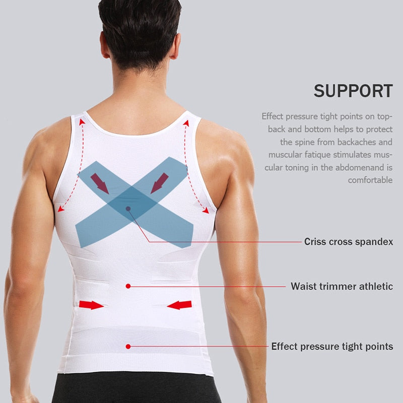 Mens Slimming Body Shaper Vest Shirt - dolphinrealm