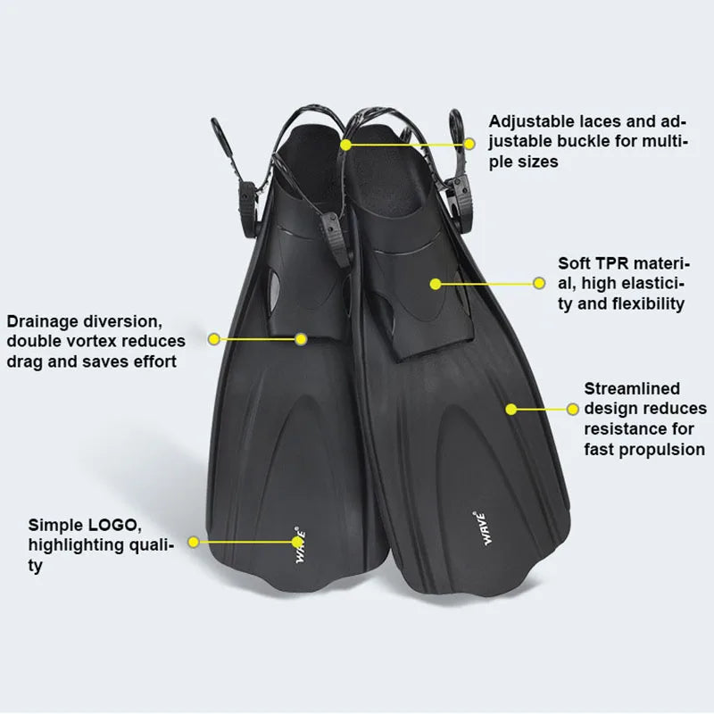 Oulylan Adjustable Open Heel Short Adult Snorkel Fins