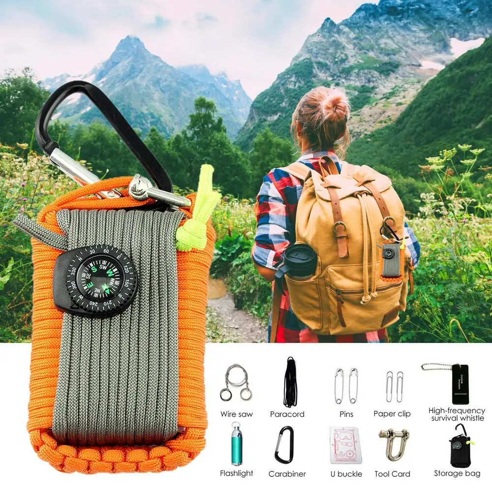 Survival Kits Includes Line Saw Paracord  Whistle Flashlight