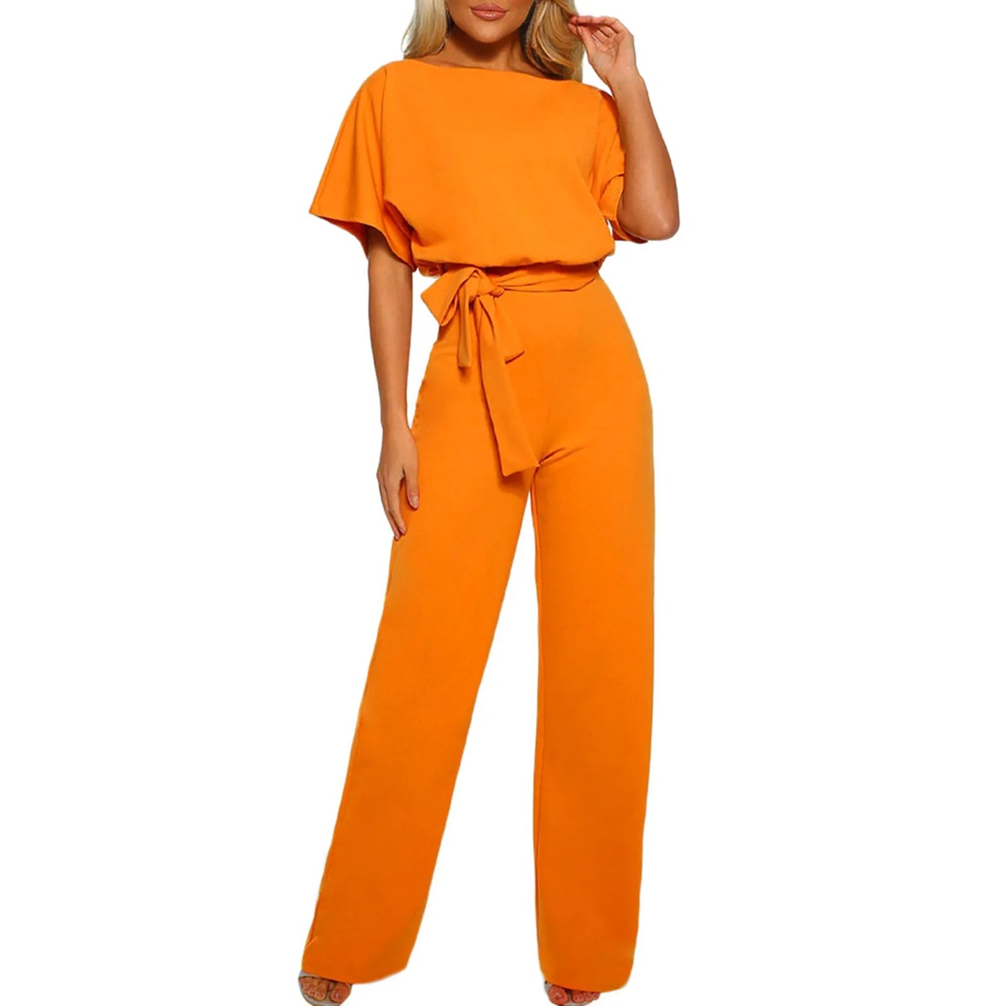 Summer Short Sleeve Elegant Long Wide Leg Pants