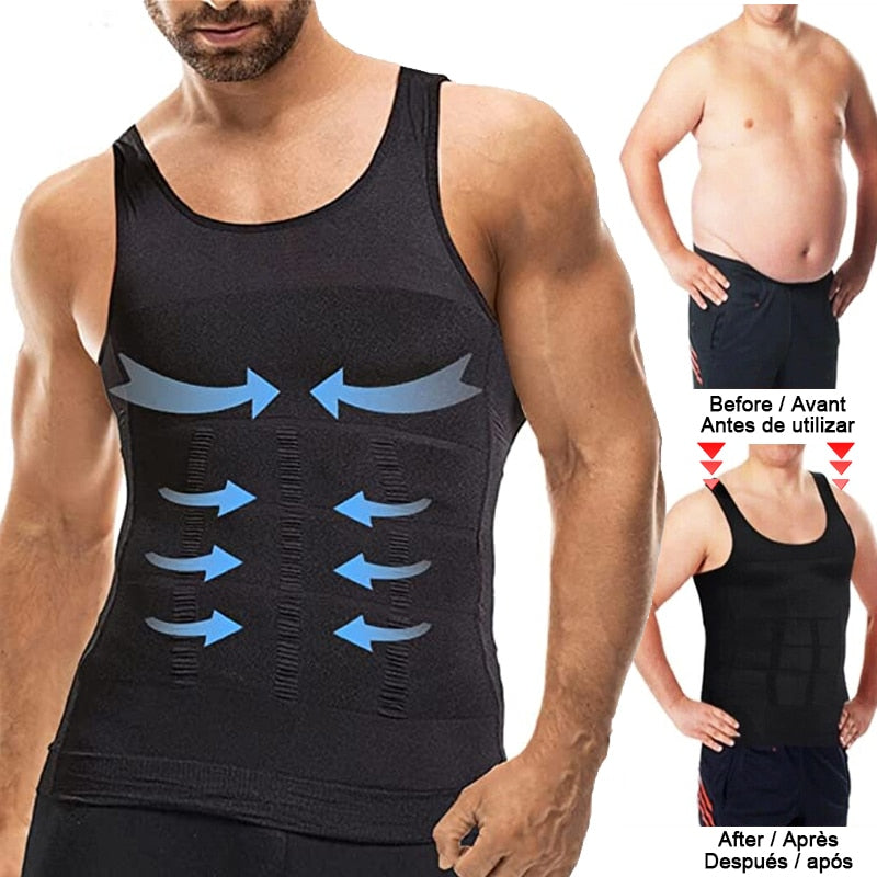 Mens Slimming Body Shaper Vest Shirt - dolphinrealm