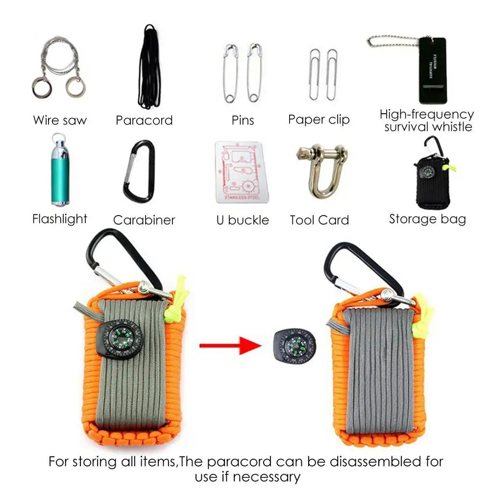 Survival Kits Includes Line Saw Paracord  Whistle Flashlight