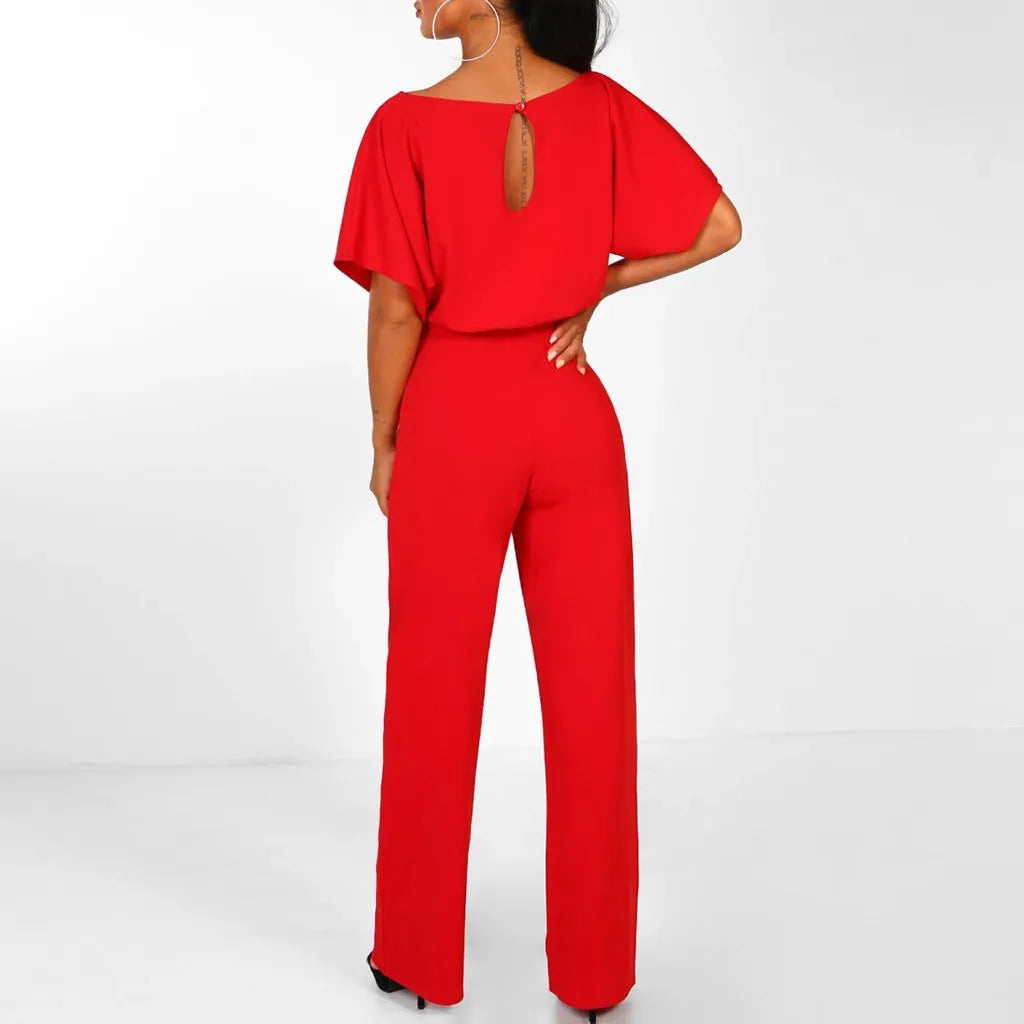 Summer Short Sleeve Elegant Long Wide Leg Pants