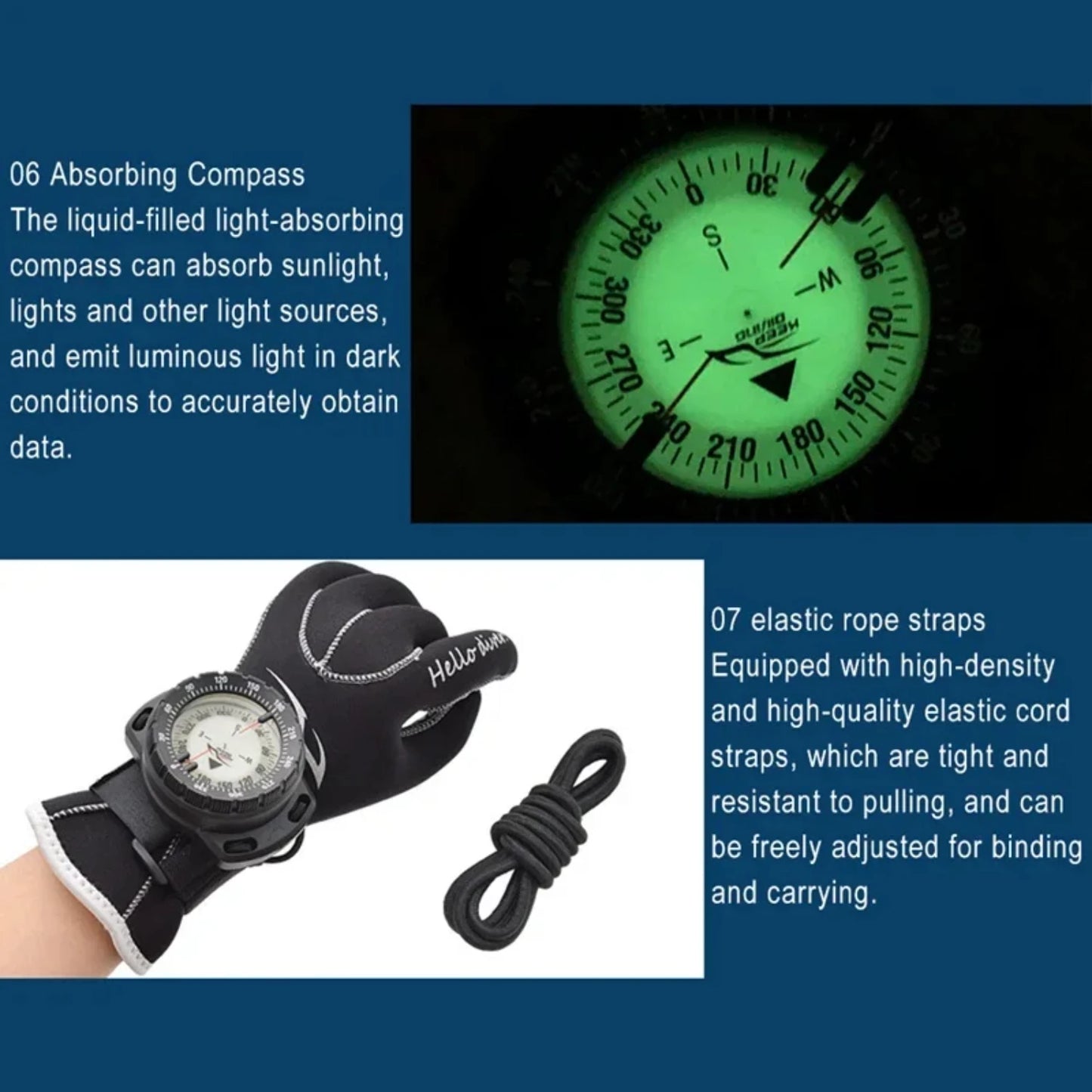 New Professional Waterproof Navigator  Dive Noctilucent Digital Compass