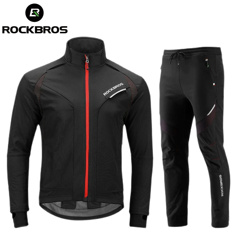 ROCKBROS Thermal Reflective Cycling Jersey Fleece Pants Sportswear