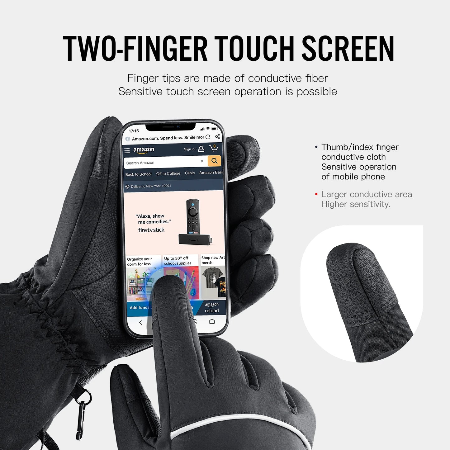 Men Women Ski Gloves Touch Screen