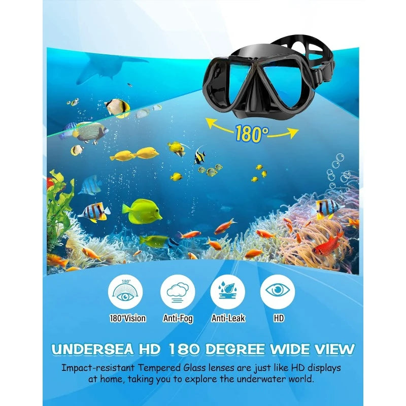 Professional Panoramic Wide View,Anti-Fog Scuba Diving Mask, Snorkeling Gear