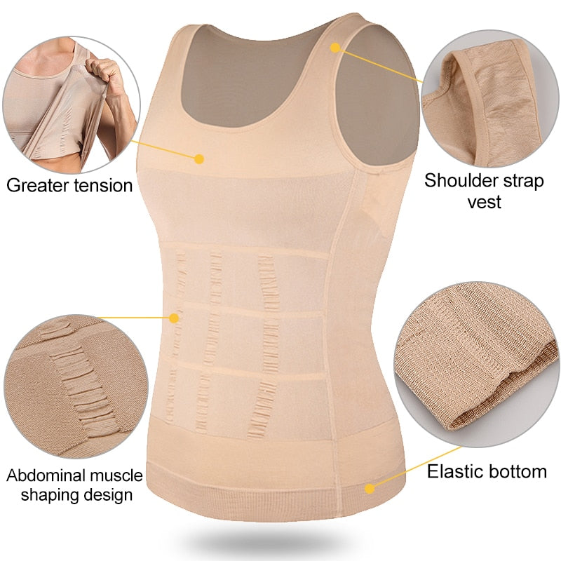 Mens Slimming Body Shaper Vest Shirt - dolphinrealm