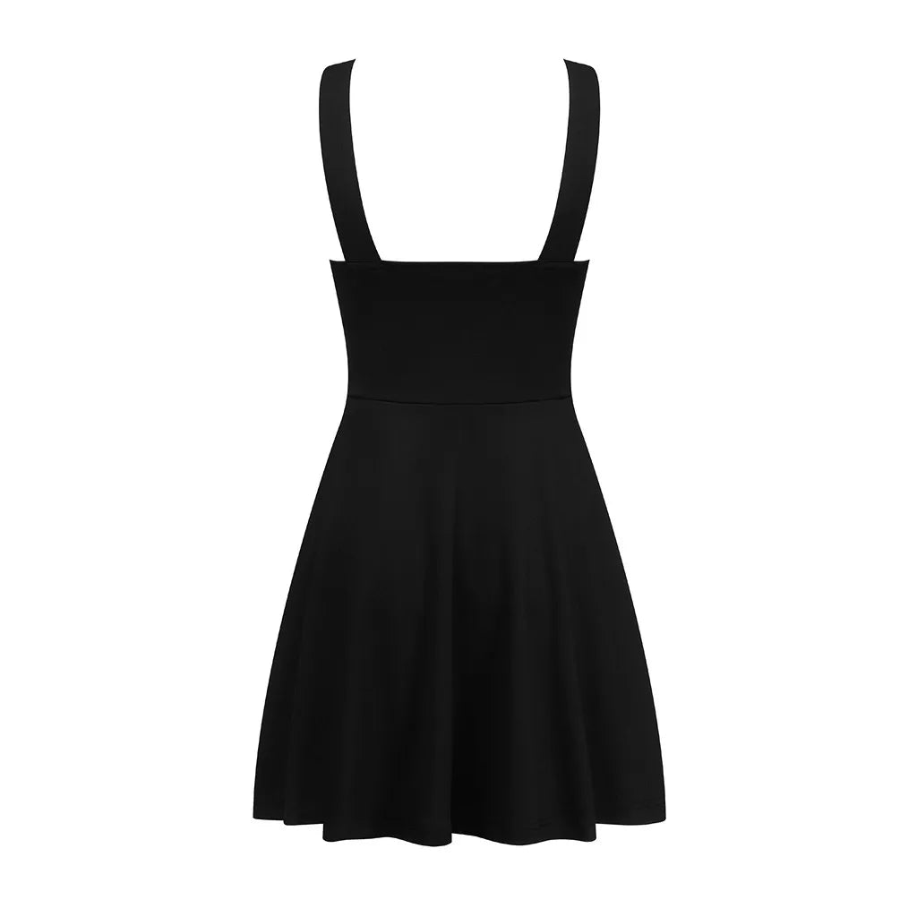 Elegant Sexy V-Neck Sleeveless Loose Black Tank Dress