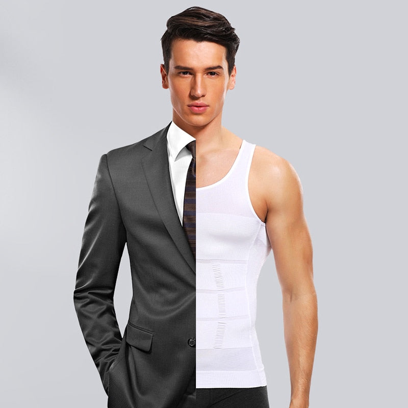 Mens Slimming Body Shaper Vest Shirt - dolphinrealm