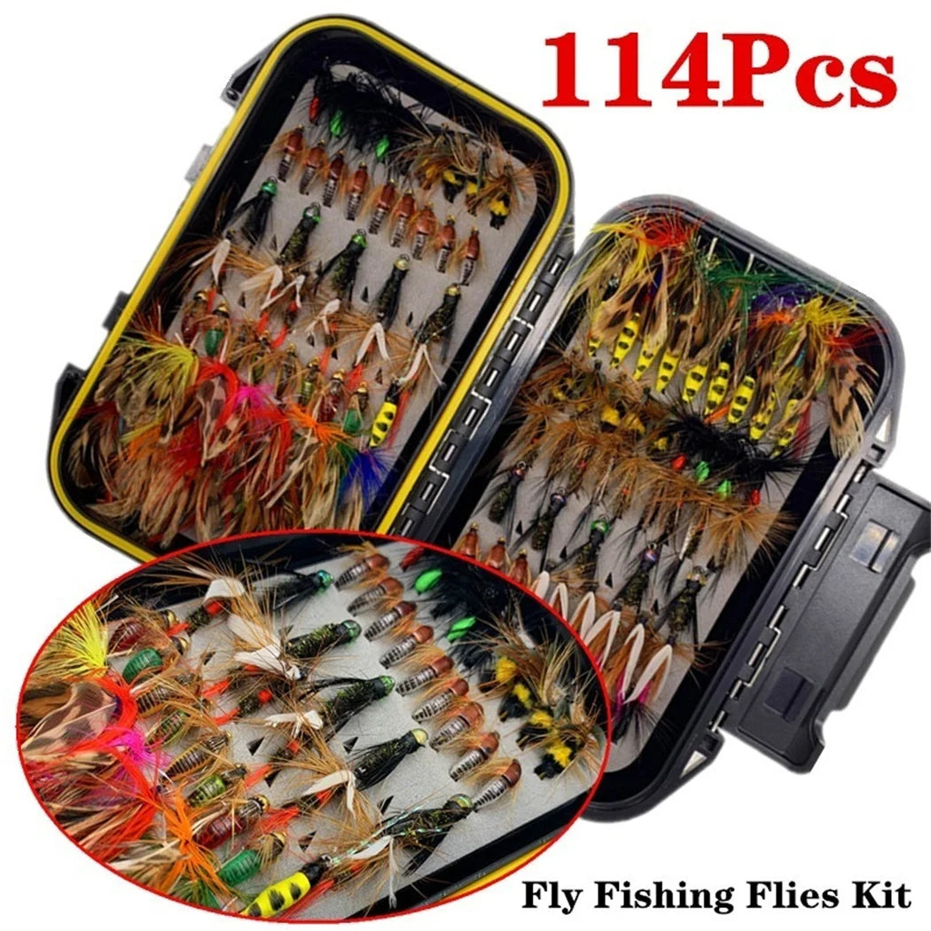 24-114Pcs/Box Dry Wet Flies Nymph Box Set