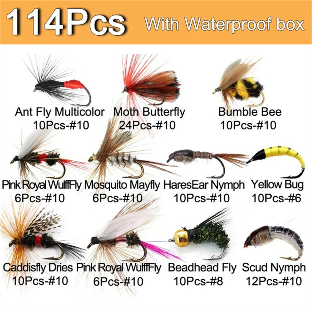 24-114Pcs/Box Dry Wet Flies Nymph Box Set