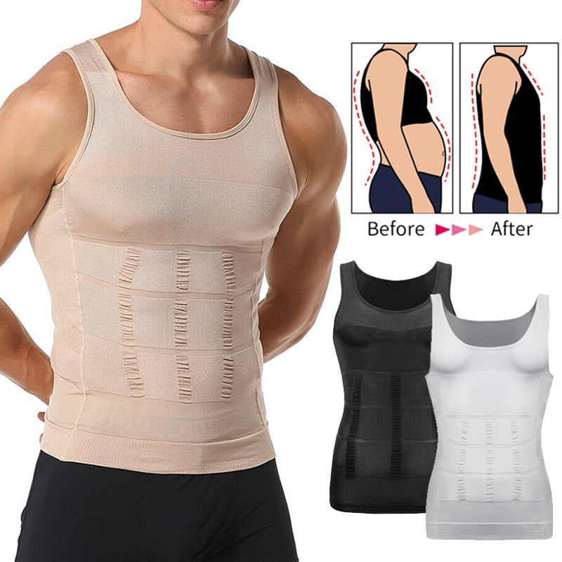 Mens Slimming Body Shaper Vest Shirt - dolphinrealm